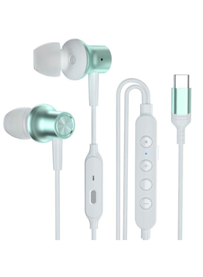 سماعات أذن سلكية من النوع C لتغيير الصوت، سماعات كاريوكي داخل الأذن مزودة ببطاقة صوت وأزرار للتحكم في مستوى الصوت لتأثيرات مزاجية متعددة، مناسبة للبث المباشر وتسجيل الغناء، جودة صوت ستيريو ثلاثية الأبعاد عالية الدقة، موسيقى ألعاب، خاصية إلغاء الضوضاء النشطة للأصوات - Image 1